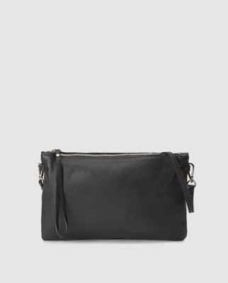 Gianni Chiarini - Bandolera De Mujer De Piel Vacuna En Negro Con Cremallera