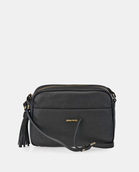 Pierre Cardin - Bandolera De Mujer De Piel Vacuna En Negro Con Borla A Tono características