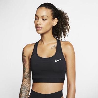 Nike Swoosh Sujetador deportivo de sujeción media - Mujer - Negro