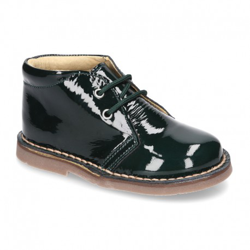 Bota Safari O Pisacacas Niño Con Cordones En Piel Charol. 21 Verde Botella precio