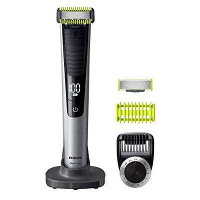 Philips QP6620/30 OneBlade Pro Cara y Cuerpo - Recortador de Barba Recargable con Peine-Guía para el Cuerpo, Peine de Precisión de 14 Longitudes, Base