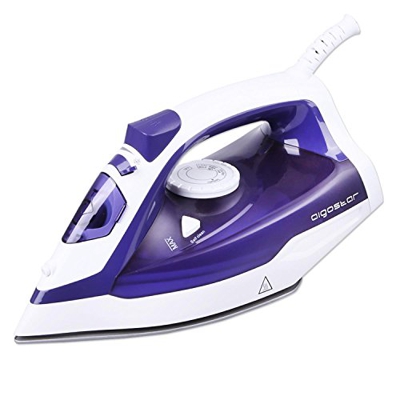 Aigostar 31HGC-Plancha de vapor de suela cerámica antiadherente, 2200W, control de vapor variable, sistema antigoteo y función de autolimpieza. Depósi