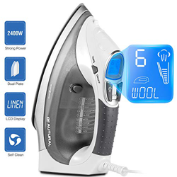 Beautural Plancha de Vapor, 2400W, Vapor 340ml con Pantalla LCD, Sistema antigoteo y función de autolimpieza-Blanco y Gris precio