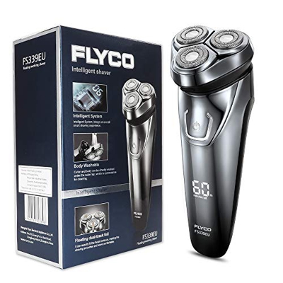 FLYCO Afeitadora Electrica Hombre FS339EU Afeitar Eléctrica Rotativa Para Hombre de Uso Seco & Humedo Indicador LED Sistema IPX7 Impermeable Maquinill