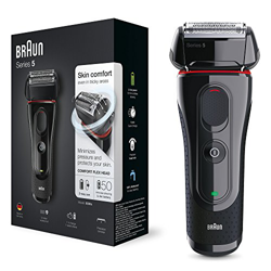 Braun 5030 Series 5 - Afeitadora Eléctrica Hombre, Afeitadora Barba, Recortador de Precisión Extraíble, Recargable e Inalámbrica, Negro/Rojo en oferta