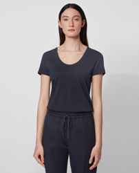 Boss - Camiseta Slim Fit De Mujer De Cuello Amplio En Algodón Con Modal precio