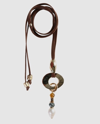 ÉMOLO - Collar Oby De Cuero Dorado