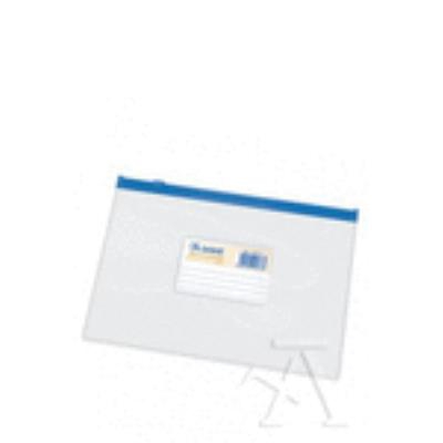 Bolsa zipper a5 apaisado pvc transparente cierre azul