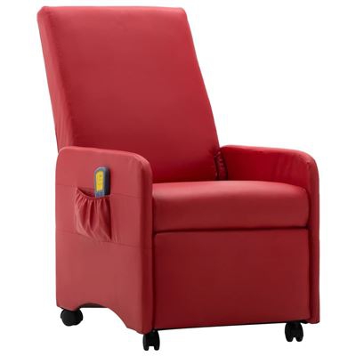 Sillón de masaje reclinable de cuero sintético rojo