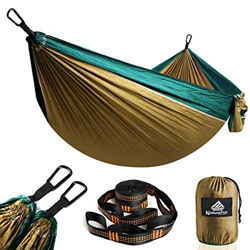 NatureFun Hamaca ultraligera para camping| 300kg de capacidad de carga, (275 x 140 cm) Estilo paracaídas de Nylon, transpirable y de secado rápido. 2  en oferta