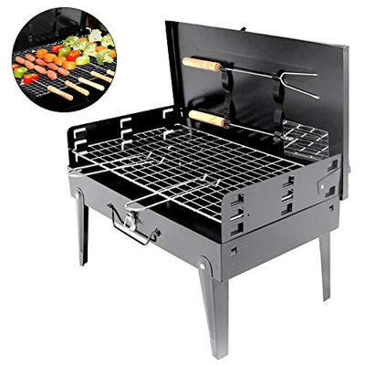 Laelr - Parrilla de Barbacoa portátil Plegable de carbón para Barbacoa, brasero de Acero Inoxidable, Parrilla de carbón para ahumar al Aire Libre, Via