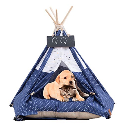 Arkmiido Tienda para Mascotas con Cama, Casa de Lona para Perros y Gatos, Tipi para Mascotas con cojín de, Bajo Techo, en exteriors.