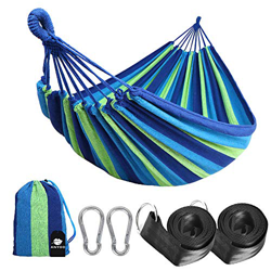 Anyoo Hamaca de Algodón para Jardín al Aire Libre Cama Portátil de Lona con Cuerdas para Acampar Capacidad de 200 Kg Peso Ligera con Bolsa para Jardín en oferta