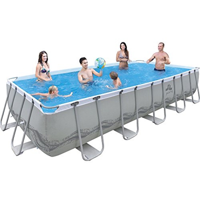 Jilong 6920388626491 Marco de Acero – Set de platillos de Piscina con Bomba de Filtro y Rectangular, Cartucho, Escalera, Suelo de/Lona, 540 x 274 x 12