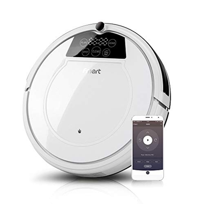 Fmart 1200Pa Robot Aspirador de Limpieza, Carga automática, Limpieza húmeda y Seca, Limpieza automática, Limpieza de Cabello de Mascotas y Pelo de Hum
