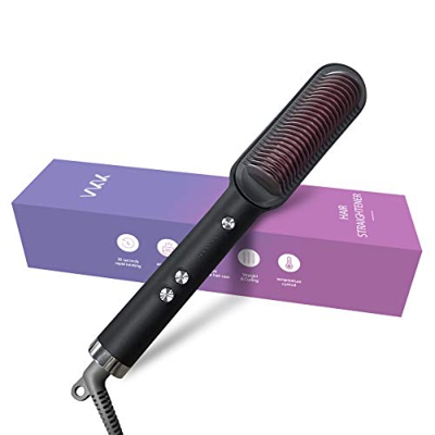 VKK Cepillo Alisador de Pelo | Calentamiento ultrarápido en 30s | Peina, plancha, alisa y da forma al cabello | Anti-quemaduras| 5 temperaturas regula