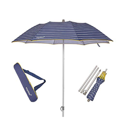 EZPELETA Sombrilla terraza. Parasol/Sombrilla de Playa.Paraguas Sol Ligero y Plegable de Aluminio. 170cm. Protección Solar UPF 50+. Estampado Rayas/Ma características