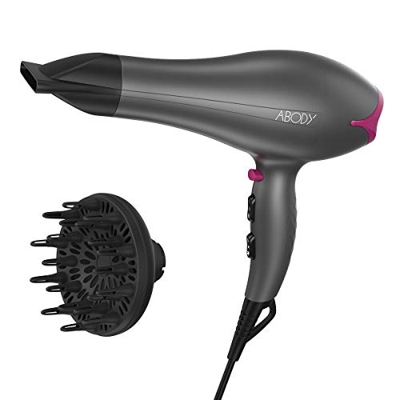 Secador Pelo Iónico, Abody Secador de Pelo Profesional 2400W, con AC Motor, 2 Velocidades y 3 Temperaturas, Botón de Frío, Boquilla Concentradora de A