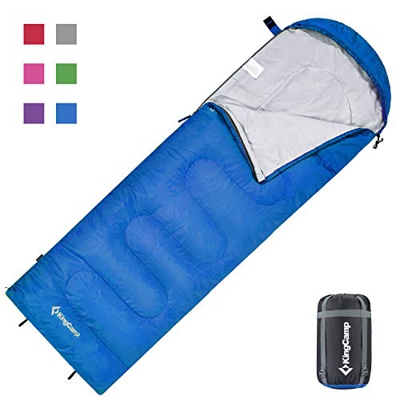 KingCamp Saco de Dormir Ultraligero de Momia Grande Individual para Adultos Camping Montaña Portátil Bolsa de Compresión Verano 220 x 75cm