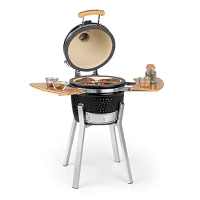 KLARSTEIN Princesize Pro Kamado – Barbacoa de cerámica y ahumador, 13" Pulgadas de diámetro (33 cm), Parrilla de Acero Inoxidable, para Asar, cocinar 