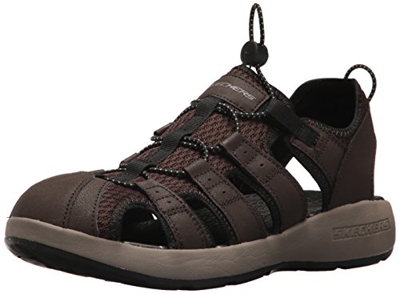 Skechers Men 51834 Open Toe Sandals, Brown (Brown Leather/Mesh/Black Trim), 9.5 UK (44 EU)