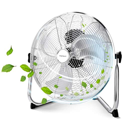 Aigostar Eddie - Ventilador industrial, 3 velocidades, ajustable 360º, 3 aspas metálicas, 14" (35cm aprox). Motor de cobre. Diseño completo de metal c
