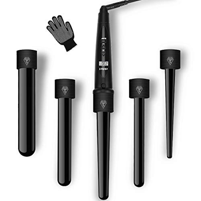 ELEHOT Rizador Pelo Planchas Rizadoras Profesional Pantalla LCD Tenacillas Pelo Ceramica Muitifunción 5 en 1 con Barras Recambiable Rizador de Pelo Te
