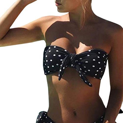 Voqeen Bikini Mujer Bikini con Estampado de Lunares Push-Up Traje de baño con Acolchado Traje de baño