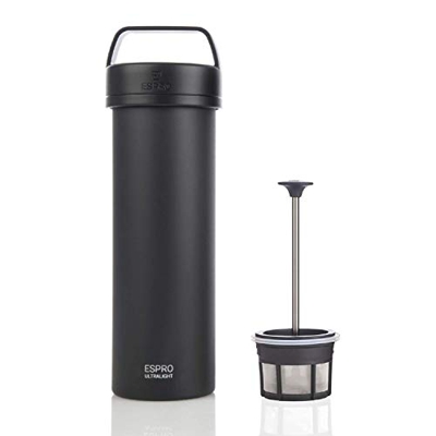 ESPRO Viaje French Press Ultralight Mini Coffee Maker con función térmica, café, acero inoxidable, para llevar, 475 ml, acero inoxidable polipropileno