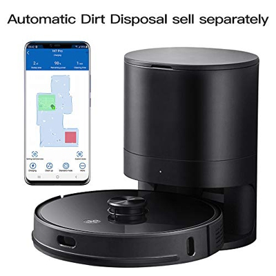 proscenic M7 Pro M7Pro Robot Aspirador navegación láser LDS, 2700Pa Barrer aspirar Pasar la mopa y Fregar, Programable por App, Compatible Alexa, Negr