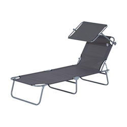 Outsunny Tumbona Hamaca Plegable con Parasol Inclinable Playa Piscina 187x58x27 cm Acero Gris características