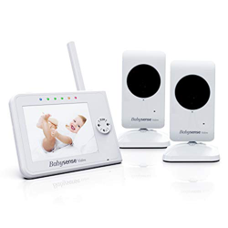 BabySense Monitor de video para bebés Pantalla de 3.5 pulgadas con 2 cámaras: con visión nocturna, talk back, temperatura ambiente, luz nocturna, canc características