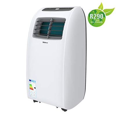 SHINCO Aire Acondicionado Portátil, Capacidad refrigeración 7000 BTU, Deshumidificación, Ventilador, Pantalla LED, Temporizador 24 h,Control Remoto, B