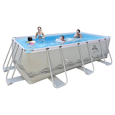 Jilong Marco de Acero 400H Plus Set de platillos de Piscina Rectangular, con Arena de Bomba de Filtro y Escalera, 400 x 207 x 122 cm, passaat Gris