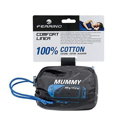Ferrino Comfort Liner Mummy Saco de Dormir Tiempo Libre y Senderismo, Adultos Unisex, Azul (Light Blue), Talla Única