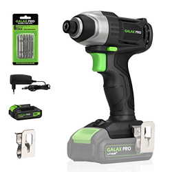 GALAX PRO Atornillador de impacto, 100 Nm 20V 1.3 Ah Baterías Li-Ion, con Cargador, Velocidad Variable 0-2800RPM, 0-3000IPM, 6.35mm Mandril de Metal A características