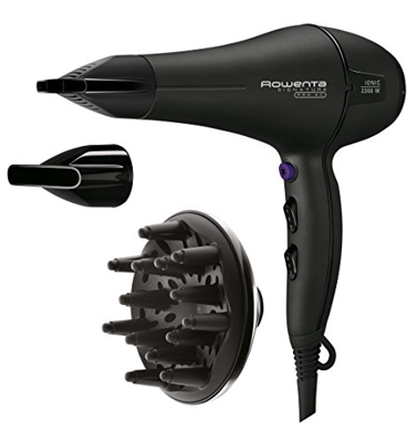 Rowenta Signature Pro CV7840F0 - Secador de pelo motor Profesional AC de 2200 W, función iónica, 2 velocidades y 3 ajustes de temperatura con boquilla