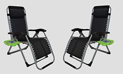 Pincho Sillón Relax Gravedad Zero, Tumbona Plegable Multiposiciones para jardín, terraza, Camping (2 Unidades)