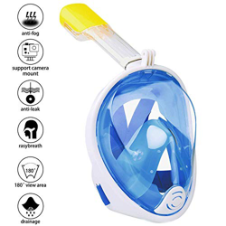 Wsobue Máscara de Buceo, Gafas Snorkel 180° Panorámica Vista Anti-Niebla Apoyo Camara Deportiva, Anti-Fugas Máscara de Snorkel para Adultos y niños (A en oferta
