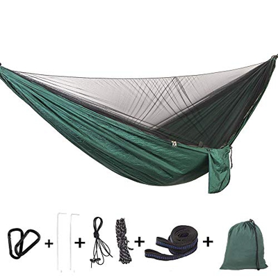 Bwiv Hamaca Ultraligera para Viaje y Camping Hamacas Colgantes Mosquiteras de Nylon Portátil Paracaídas Secado Rápido para Excursión Jardín de Carga 3