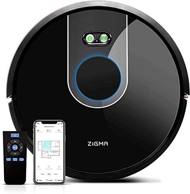 Zigma Robot Aspirador, Navegación Láser, Fregasuelos 4 en 1, Barre, Aspira, Friega y Pasa la Mopa, App Control, Alexa y Google Assistant, para Suelos 