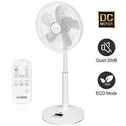 4UMOR Ventilador de Pie Silencioso con Control Remoto, Ventilador Blanco para Mesa, 9 Velocidades, 4 Modos, 24W con Temporizador precio