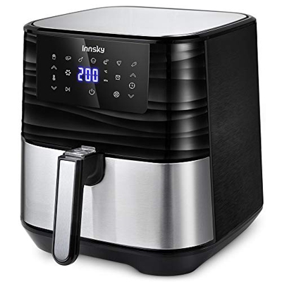 Innsky 5,5L 1700W freidora sin Aceite con 7 programas + función de Inicio diferido, Panel LED, Temperatura y tiempo ajustable. Freidora Aire caliente 