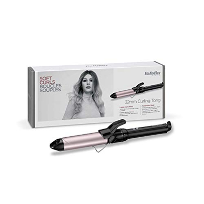 BaByliss C332E Tenacilla de pelo de 32 mm, 10 ajustes de temperatura, moldeador de pelo, cable profesional giratorio, recubrimiento Sublim Touch con p