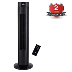 ANSIO Ventilador de Torre oscilante de 30 Pulgadas (76,2 cm) con Mando a Distancia, 3 velocidades, 3 Modos de Viento y Cable Largo de 1,75 m.-Negro (P características