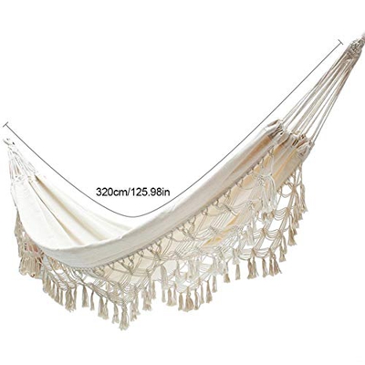 200 150CM Hamaca para 2 Personas Boho Gran macramé brasileño Cómodo Plegable Hamaca Doble para Acampar Swing Net Chair