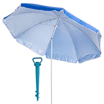 LOLAhome Sombrilla de Playa con Soporte, Ø 220 cm de Acero (Azul)