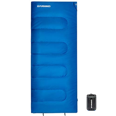 FUNDANGO Saco de Dormir Compacto para Clima frío, Impermeable, Rectangular/sobre, cálido, Acogedor, portátil, Ligero, para mochilero, Camping, Senderi