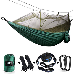 Anyoo Hamaca para Acampar con mosquitero Cama de Tela de Nylon de Paracaida Ligera Portatil para Viajar Excursionismo Mochilero de Viaje Cuerdas y Mos precio