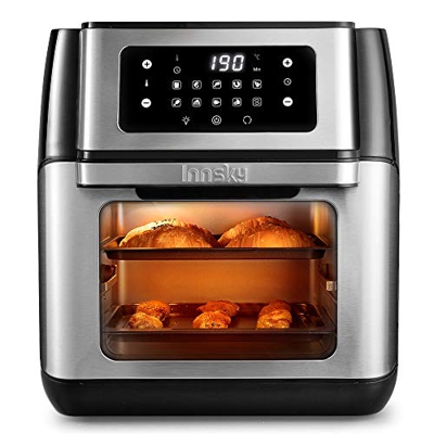 Innsky Freidora sin Aceite 10L 1500W Horno de Aire Caliente con 10 Programas, Pantalla LED Táctil, freidora de Aire Caliente con 6 Accesorios Gratis, 